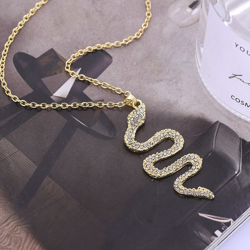 Snake necklace with diamond snake pendant necklace