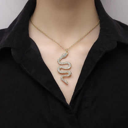 Snake necklace with diamond snake pendant necklace